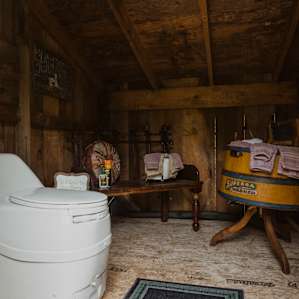 Most spacious outhouse ever! Super clean composting toilet.