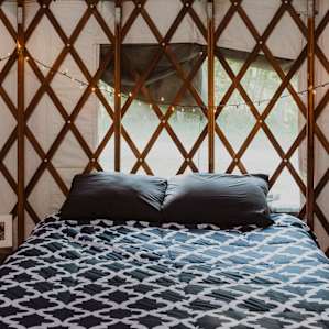 Big comfy bed with great air ventilation through out the yurt. There's big windows that you can open for cross ventilation.