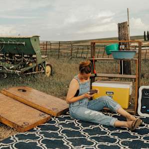 You can pull the extension cord to your camp, but it's also equally as nice just to sit on this rug.