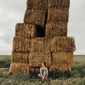 Becoming one with the hay.