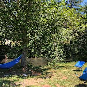 Relaxing by the creek with a cool breeze