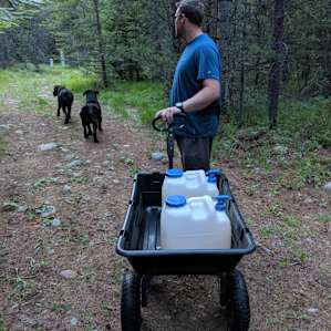 Perfect wagon provided for hauling water from the main house to the cabin, goes over ANYTHING!