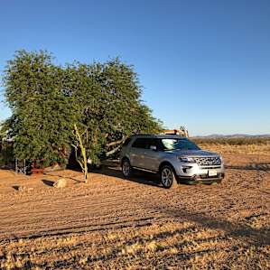 We were assigned Tree # 3 to set up our tent. We were able to back our truck right at the site.
