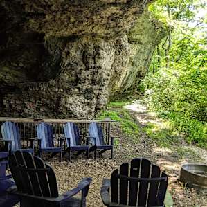 Looking across the front of the cave