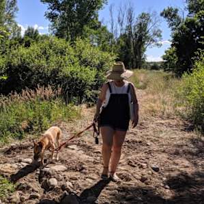 Walking the beautiful property.