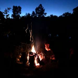 Starting the fire.