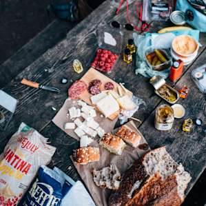Our charcuterie spread at camp.