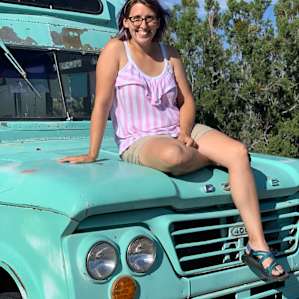 The hood of the bus is a great place to lay out and relax!