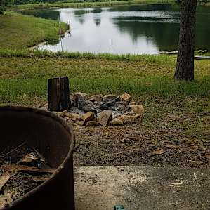 This was our view. There is a concrete area with a fire pit, and a couple of chairs and table are provided. That's where this picture was taken.