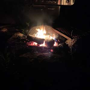Relaxing by the crackling fire and the sounds of nature.