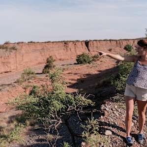 The property has a giant valley wash running through. On the other side, you can see White Sands National Park.