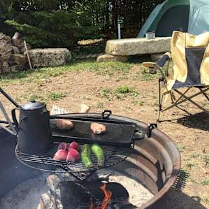 Dinner over the fire.