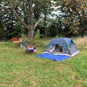 Camping at Hay Barn Creek, Hobart