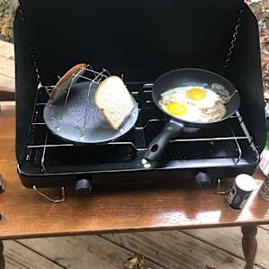 Breakfast is cooking.
