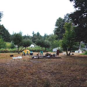 There is a lot of space for campers in the back of the property.