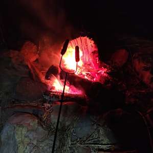 The rocks that ring the fire pit are great for placing roasting sticks on.