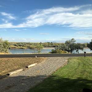 The view from our front steps of the Snake River.