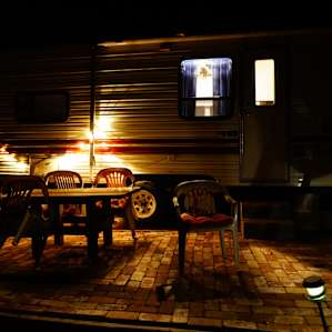 Trailer patio.