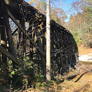 The old train tracks on the property.