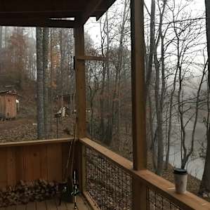 View from the porch in the early morning fog