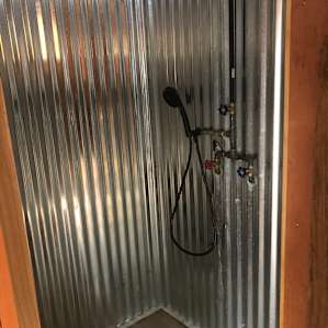 Shower inside. Hot water was there.