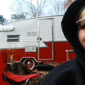 Retro Camper in the Woods