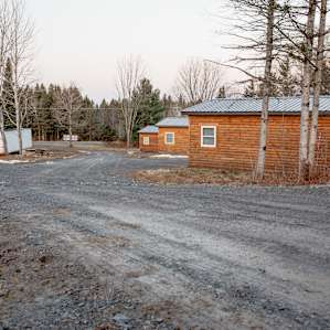 The driveway leading to the cabins.