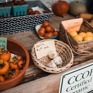 Fresh fruit and vegetables inside the farm stand near the road