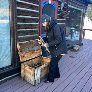 Kindling provided to start the woodstove