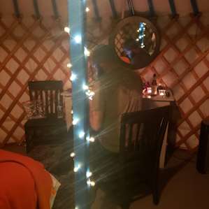 We brought our own twinkle lights, candlelights, and music to infuse our space with added indulgences to create the perfect romantic space for our enjoyment!