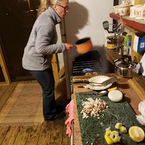 Cooking up an amazing dinner in the kitchen cabin