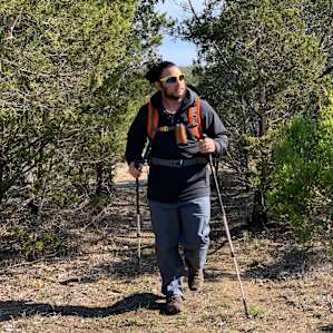 Hiking around property.