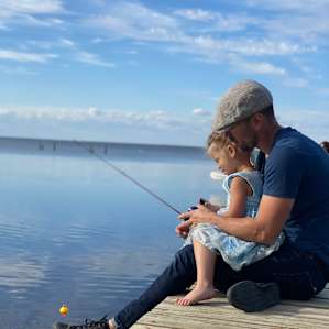 We tried fishing… Didn’t catch anything with our little fishing pool, but it was fun, nonetheless.