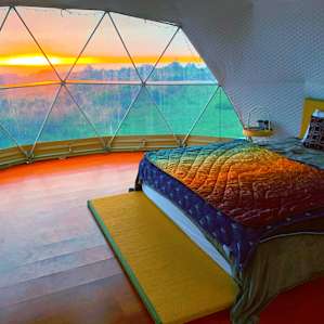 mid-march rainy day sherbet sunset view from inside the dome