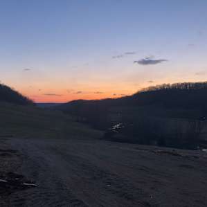 Sunset looking down the valley from the truck camping next to his barn.