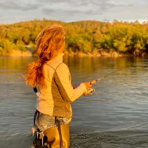 Good fishing at sunset. Caught several rainbow trout.