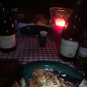 Gourmet dinner on the beach.