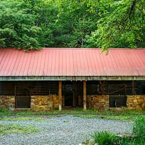 Some of the remaining structures from the zoo that used to house animals.