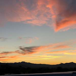 Sunset at tiny Peacock house