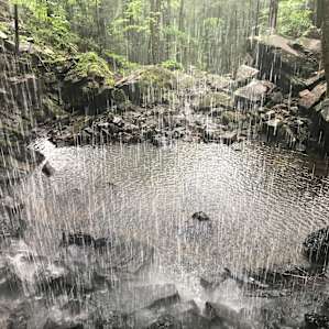 Walking behind the falls