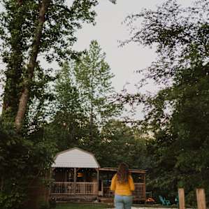 Walking into the property.