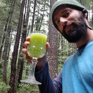 I made celery juice, here's me on the back deck.