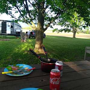 Picnic table, farm views