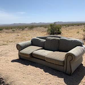 One of the couches around the fire pit.