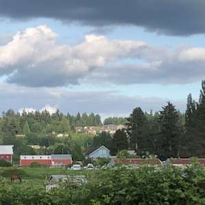 View from Site 2 Campsite overlooking farm valley near Snohomish
