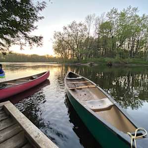 Canoes at dusk.