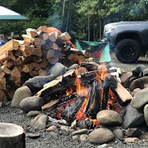 Large fire pit. Bring your own wood or purchase on site