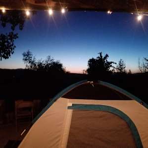 Set up our tent on the dance floor