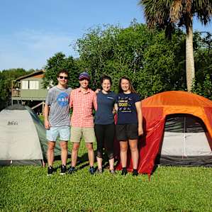 You are allowed to set up your tents anywhere on the property's front yard (you don't have to stay within the fenced in campsite).