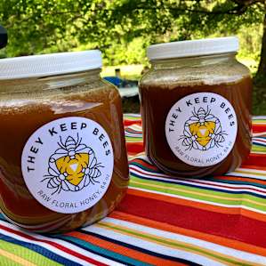 Raw floral honey (we were lucky to score a few stickers as well)